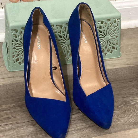 Express Shoes - 🌸 Sz 8 Express Royal Blue Faux Suede Pointed Toe Stiletto Heels